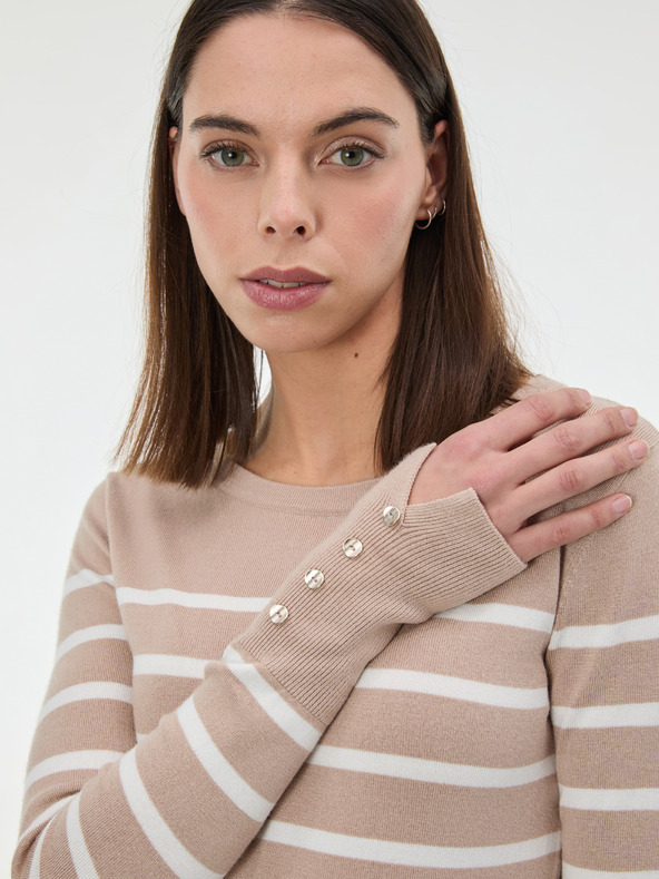Orsay Béžový dámsky pruhovaný sveter ORSAY