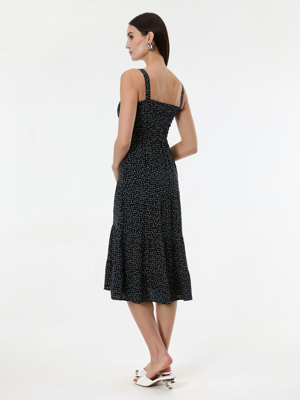 Orsay Čierne bodkované dámske midi šaty ORSAY