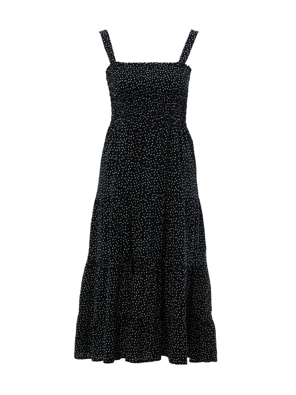 Orsay Čierne bodkované dámske midi šaty ORSAY