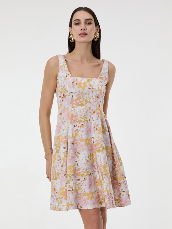 Orsay Svetloružové vzorované dámske šaty ku kolenám ORSAY