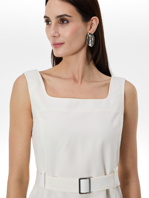 Orsay Krémové dámske šaty s opaskom ORSAY