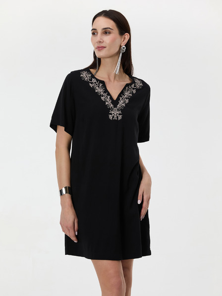 Orsay Čierne dámske šaty ku kolenám ORSAY