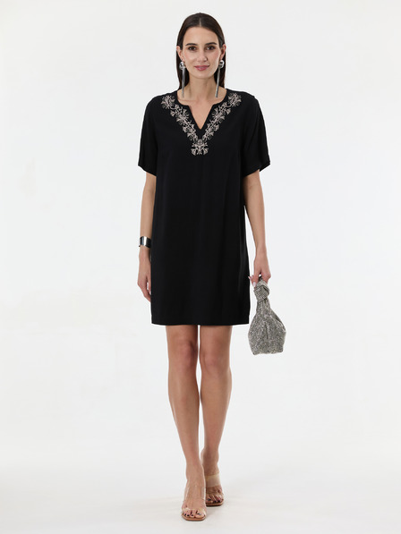 Orsay Čierne dámske šaty ku kolenám ORSAY