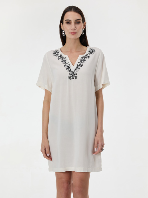 Orsay Krémové dámske šaty po kolená ORSAY