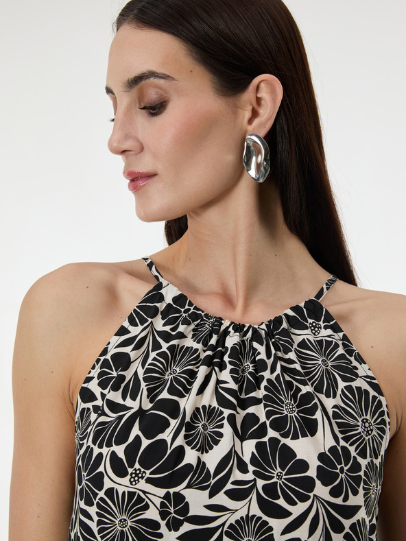 Orsay Čierne dámske vzorované šaty ku kolenám ORSAY