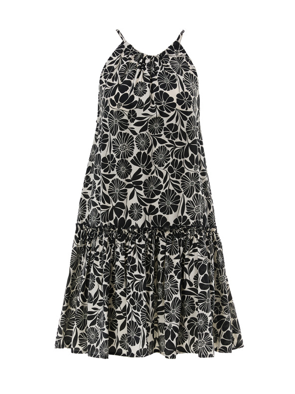 Orsay Čierne dámske vzorované šaty ku kolenám ORSAY