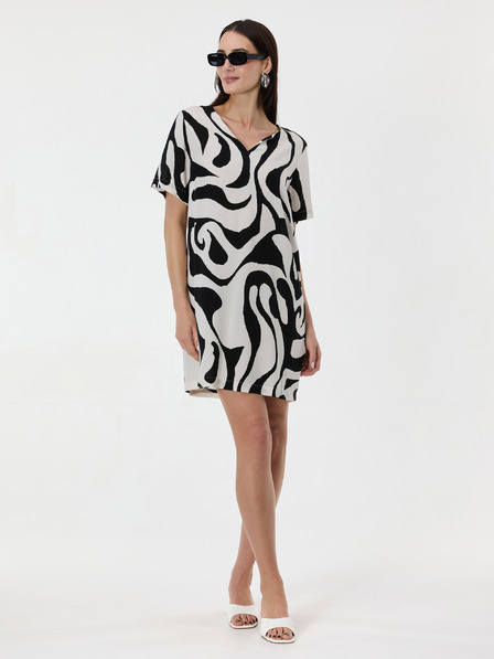 Orsay Čierne dámske vzorované šaty ku kolenám ORSAY