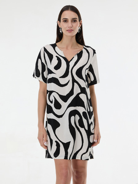 Orsay Čierne dámske vzorované šaty ku kolenám ORSAY