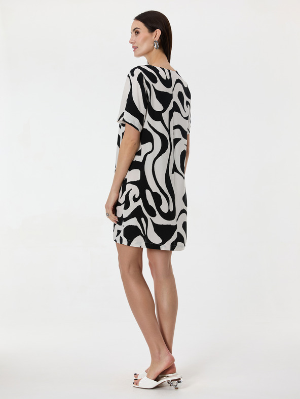 Orsay Čierne dámske vzorované šaty ku kolenám ORSAY