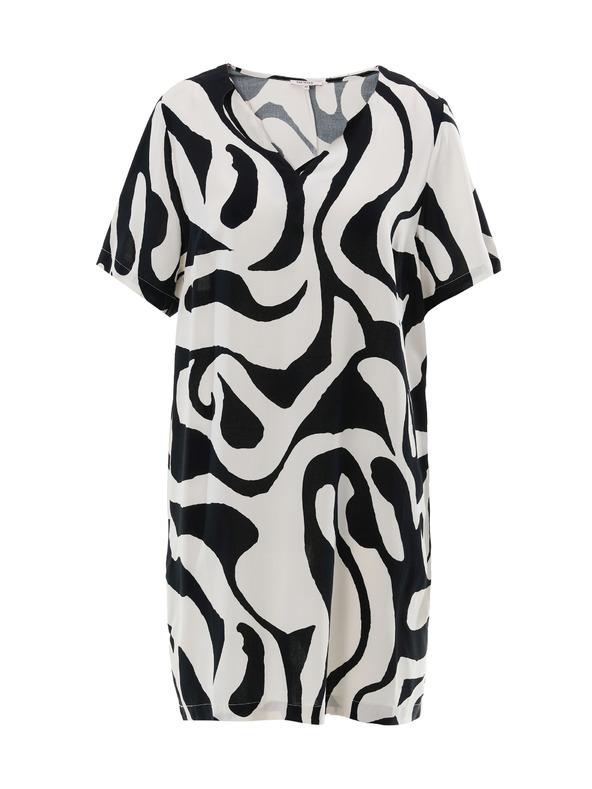 Orsay Čierne dámske vzorované šaty ku kolenám ORSAY