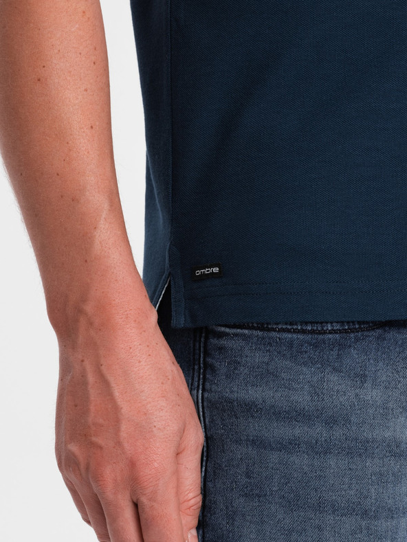 Ombre Clothing Tmavomodré pánske polo tričko Ombre Clothing