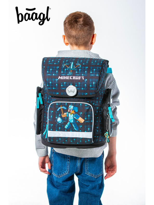 BAAGL  Ergo Minecraft Blue Axe Školská aktovka