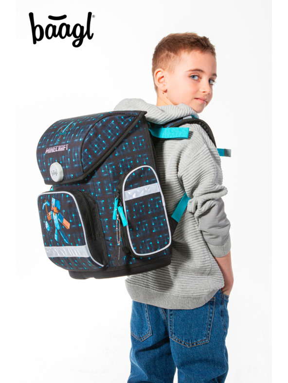 BAAGL  Ergo Minecraft Blue Axe Školská aktovka