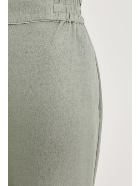 Moodo Nohavice s prídavkom ľanu olivové Moodo