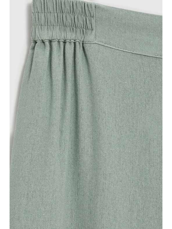 Moodo Nohavice s prídavkom ľanu olivové Moodo