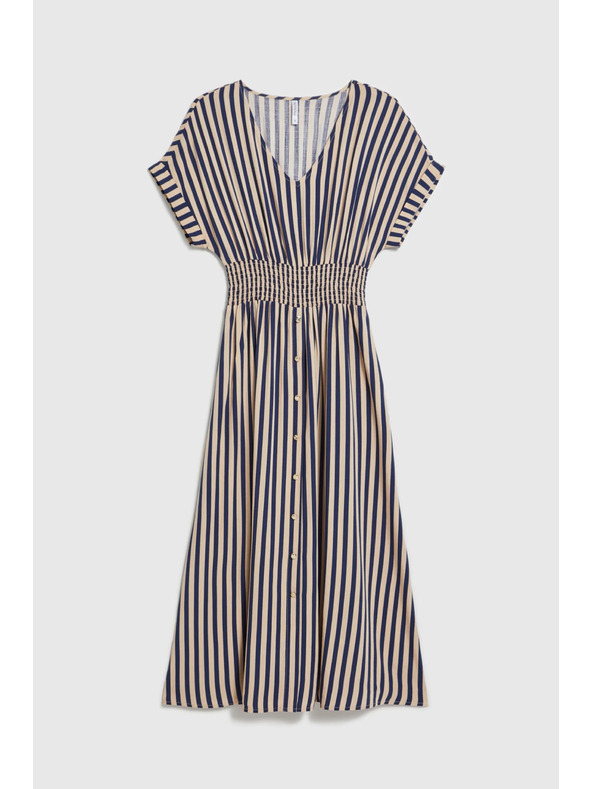 Moodo Šaty z viskózy v pruhoch tmavo modré Moodo