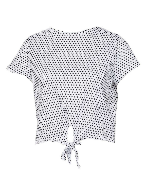 CAMAIEU Biele vzorované tričko s uzlom