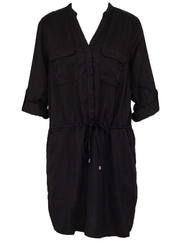 CAMAIEU Čierne košeľové šaty so zaväzovaním