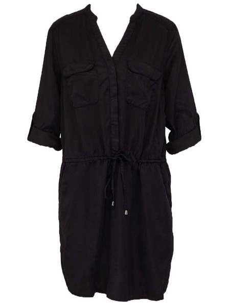 CAMAIEU Čierne košeľové šaty so zaväzovaním