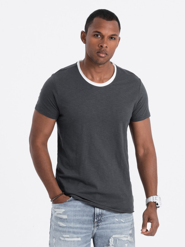 Ombre Clothing Šedé pánske tričko Ombre Oblečenie