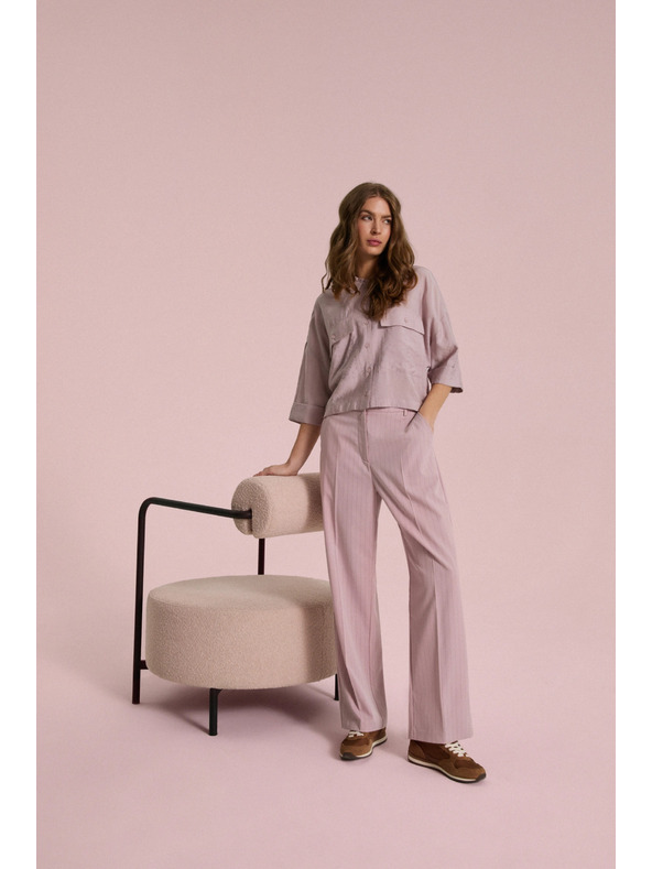 Moodo Nohavice v jemné pruhy ružové Moodo