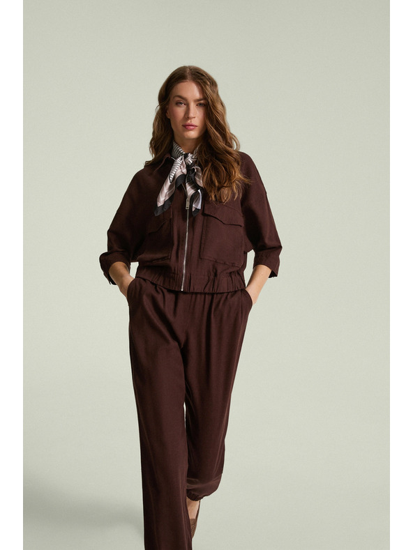 Moodo Bunda s ľanom hnedá Moodo