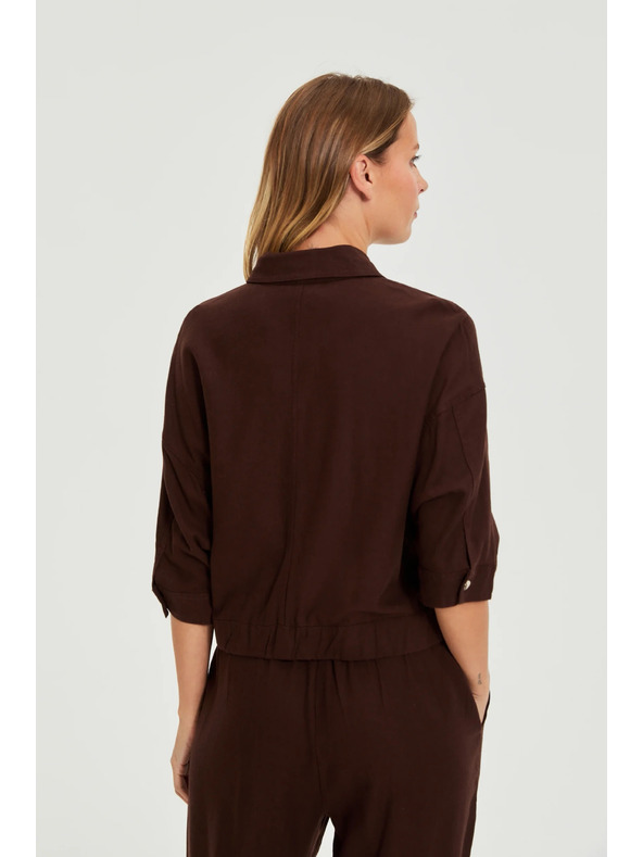 Moodo Bunda s ľanom hnedá Moodo