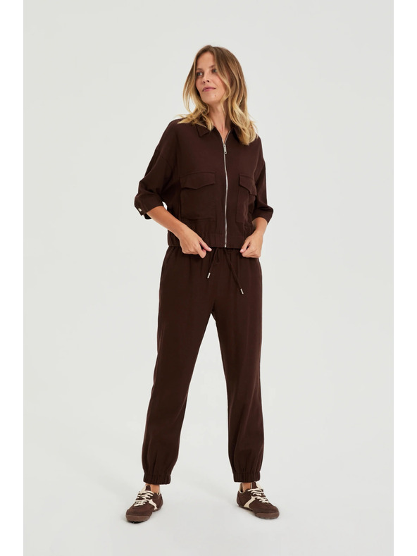 Moodo Bunda s ľanom hnedá Moodo