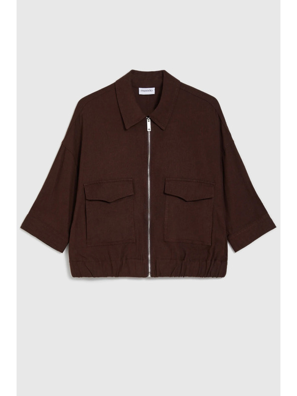 Moodo Bunda s ľanom hnedá Moodo