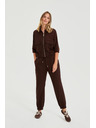 Moodo Hladké nohavice hnedé Moodo
