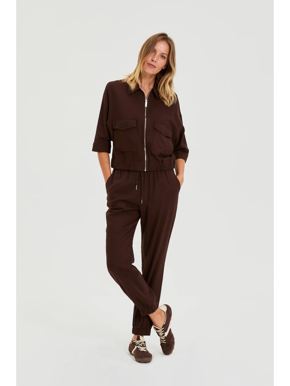 Moodo Hladké nohavice hnedé Moodo