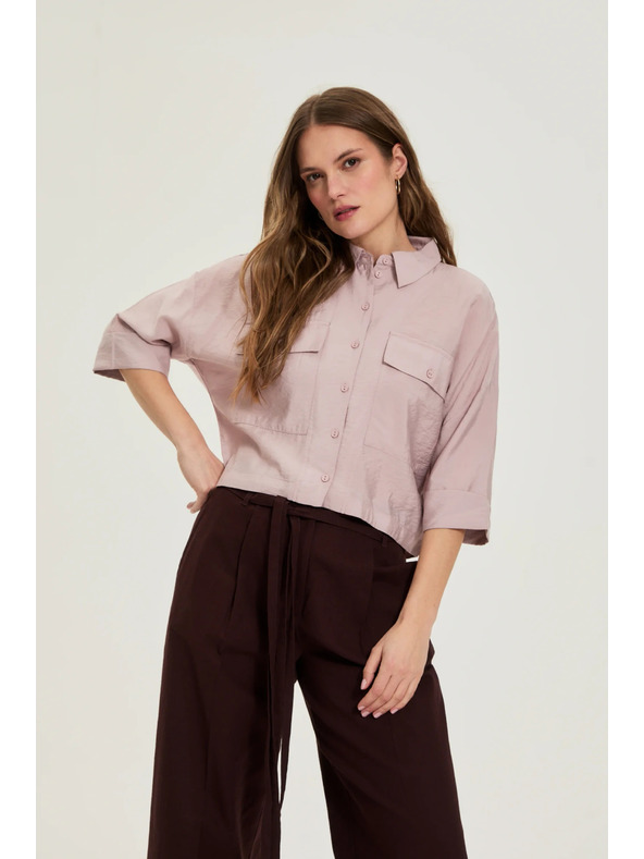 Moodo Viskózová košeľa ružová Moodo