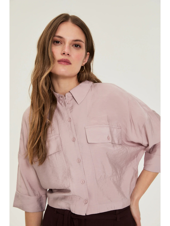 Moodo Viskózová košeľa ružová Moodo