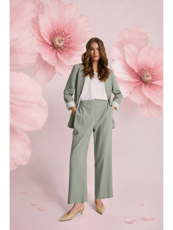 Moodo Nohavice s prídavkom ľanu olivové Moodo