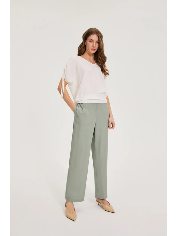Moodo Nohavice s prídavkom ľanu olivové Moodo