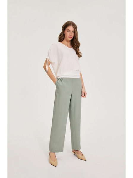 Moodo Nohavice s prídavkom ľanu olivové Moodo