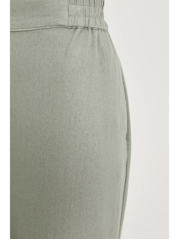Moodo Nohavice s prídavkom ľanu olivové Moodo