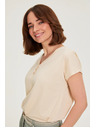 Moodo Bavlnená blúzka so výstrihom do V béžová Moodo