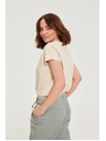 Moodo Bavlnená blúzka so výstrihom do V béžová Moodo