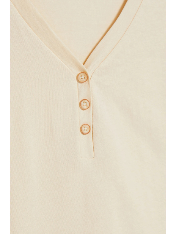 Moodo Bavlnená blúzka so výstrihom do V béžová Moodo