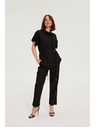 Moodo Nohavice z viskózy a ľanu čierne Moodo