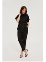 Moodo Nohavice z viskózy a ľanu čierne Moodo