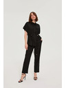Moodo Nohavice z viskózy a ľanu čierne Moodo