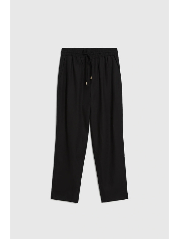 Moodo Nohavice z viskózy a ľanu čierne Moodo