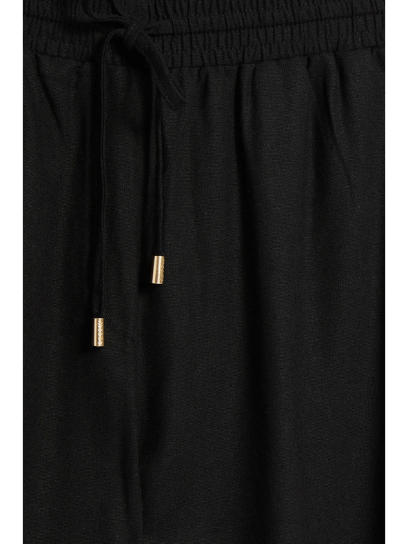 Moodo Nohavice z viskózy a ľanu čierne Moodo