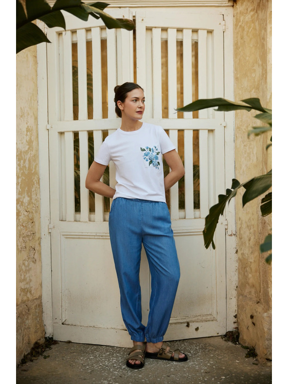 Moodo Blúzka s vreckom a potlačou biela Moodo