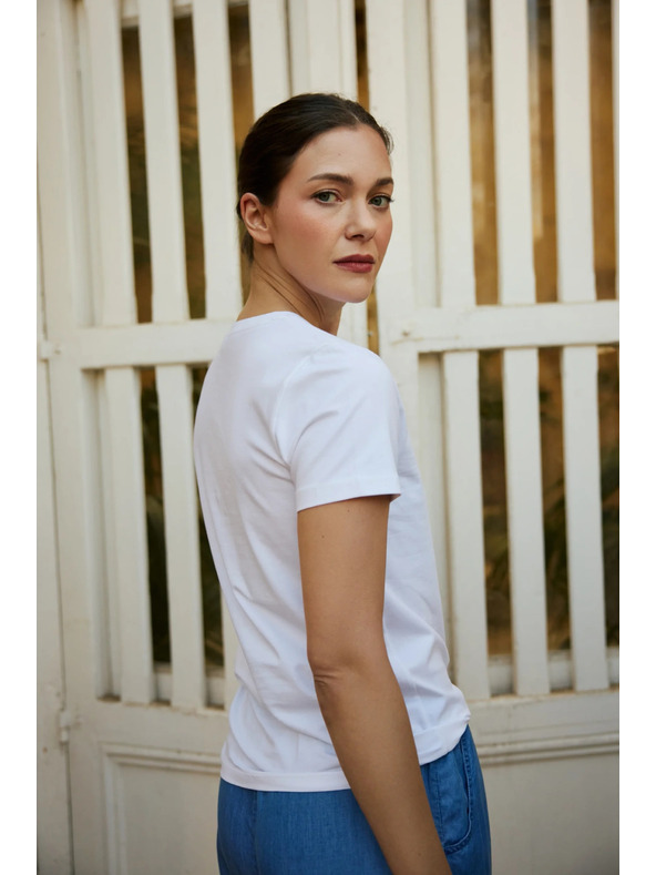 Moodo Blúzka s vreckom a potlačou biela Moodo