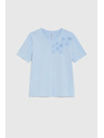 Moodo Bavlnená blúzka s aplikáciou svetlo modrá Moodo