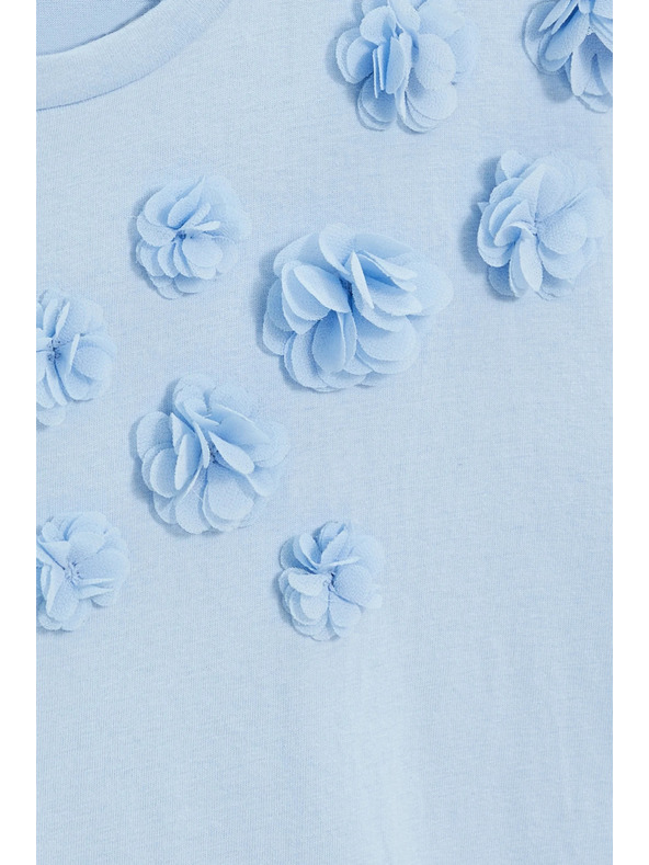 Moodo Bavlnená blúzka s aplikáciou svetlo modrá Moodo