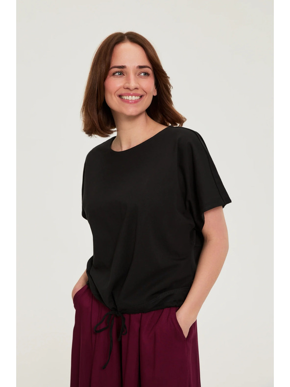 Moodo Tričko s viazaním čierne Moodo